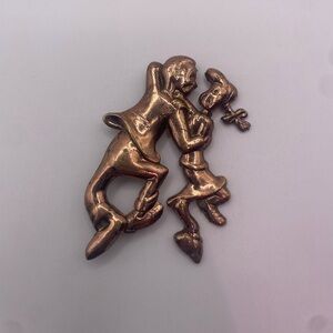 Vintage Bronze Disney Dancing Couple Brooch